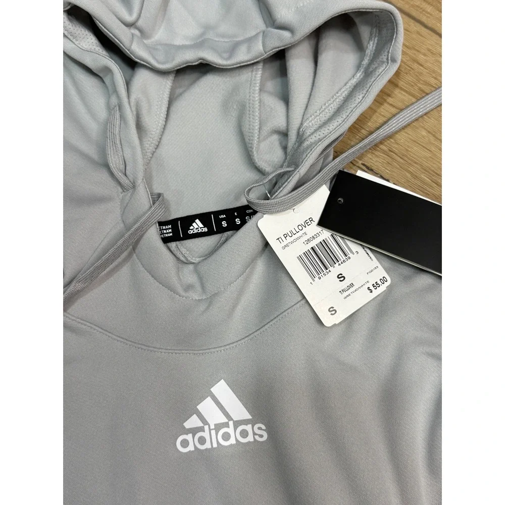 Adidas Mens TI Pullover Hoodie Grey AEROREADY Training Sweatshirt FQ0153 Size S